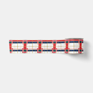 Retro MOD Plaid Red Blue Gold Christmas Satin Ribbon