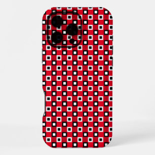 Retro Mod Red Black & White Square Mosaic pattern iPhone 16 Pro Max Case