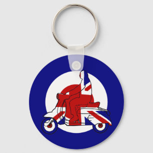 Retro Mod Scooter Boy UK Key Ring