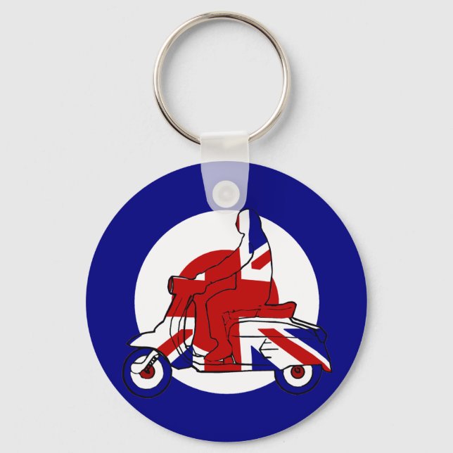 Retro Mod Scooter Boy UK Key Ring (Front)