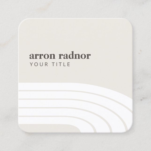  Retro Mod Stripe Waves Minimalistic White Square Business Card (Front)