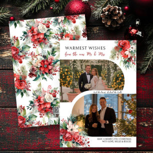 Retro Modern 2 Photo New Mr and Mrs Holiday Card