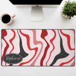 Retro Modern Abstract Marble Swirl Red And Black Desk Mat<br><div class="desc">Immerse yourself in a dance of colours with our Abstract Retro Modern Liquid Marble Wave Pattern. Evoking the dynamic fluidity of marbled surfaces and the charming aesthetics of retro-modern design, this pattern is a feast for the eyes. A symphony of vibrant colours swirls and flows in wave-like motions, creating a...</div>