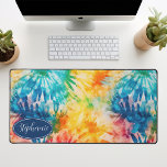 Retro Modern Abstract Rainbow Watercolor Tie Dye Desk Mat<br><div class="desc">Add a burst of colour and creativity to your workspace with our Retro Modern Abstract Rainbow Watercolor Tie Dye Desk Mat. This mat perfectly encapsulates the joy and spontaneity of the retro tie-dye trend, while also adding a modern, abstract twist. Its beautiful rainbow hues are presented in a soothing watercolor...</div>