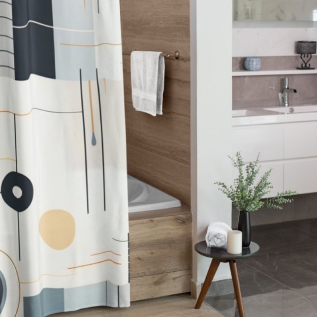 Retro Modern Abstract  Shower Curtain (Creator Uploaded)