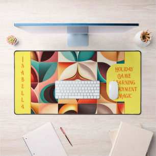 Retro Modern Abstract Squares Collection Desk Mat