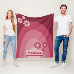 Retro Modern Arch Name Pink Fleece Blanket