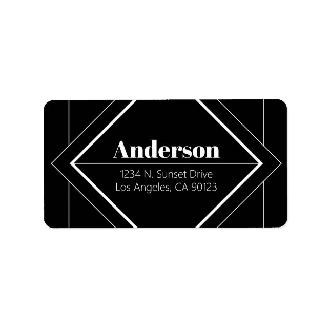 Retro-Modern Art Deco | Black & White Address  Label (Front)