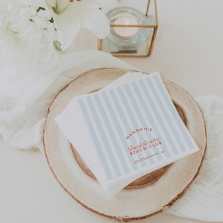 Retro Modern Bachelorette Dusty Blue Paper Napkins
