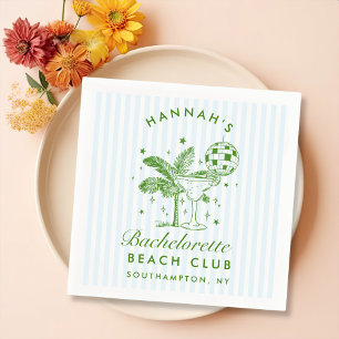 Retro Modern Bachelorette Green Paper Napkins