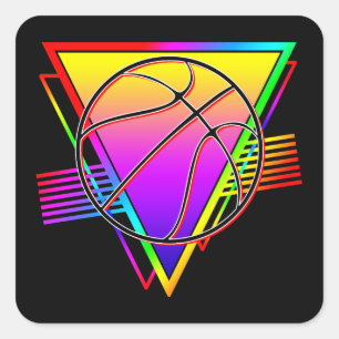 Retro Modern Basketball Ball Square Sticker
