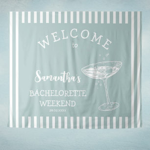 Retro Modern Beige Bachelorette Party Backdrop Tapestry