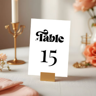 Retro Modern Black and White Wedding Table Number