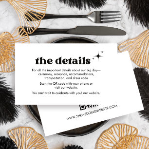 Retro Modern Black Bold & Chic Wedding Details Enclosure Card