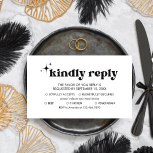 Retro Modern Black Bold & Chic Wedding RSVP Card