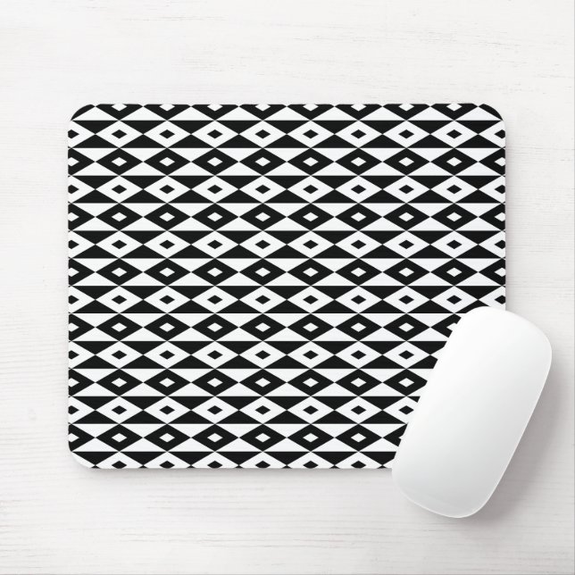 Retro Modern Black White Diamond Shape Pattern Mouse Pad (With Mouse)