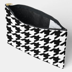 Retro Modern Black White Hounds-tooth Weaving Accessory Pouch