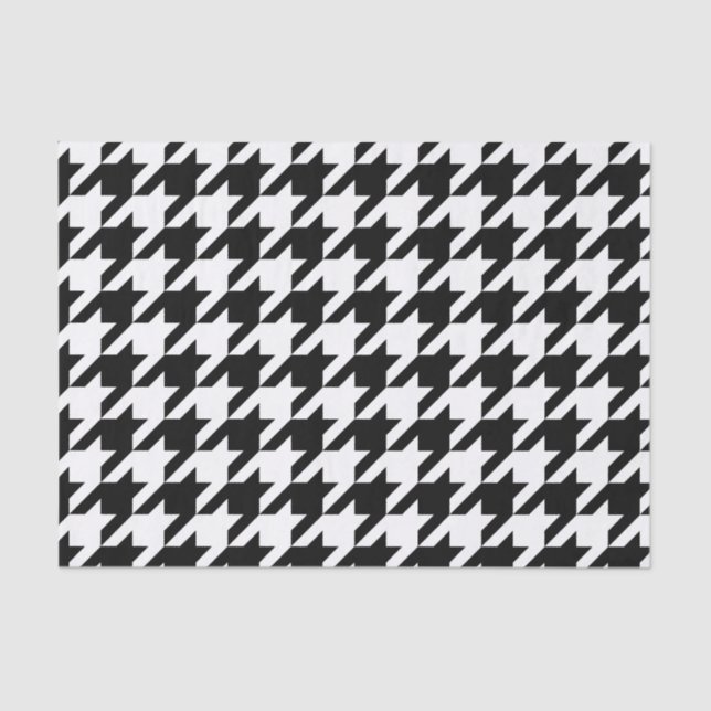 Retro Modern Black White Hounds-tooth Weaving Tissue Paper (Front)
