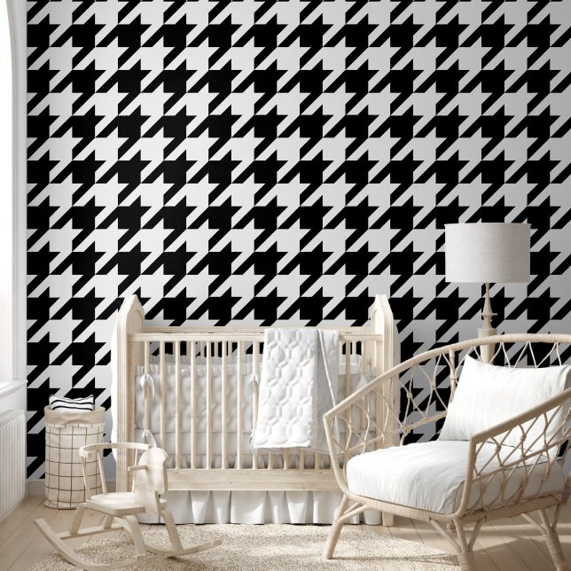 Retro Modern Black White Hounds-tooth Weaving Wallpaper (Kids)