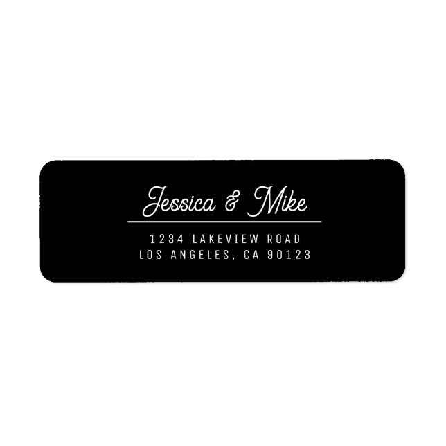 Retro-Modern Black & White Wedding Return Address (Front)