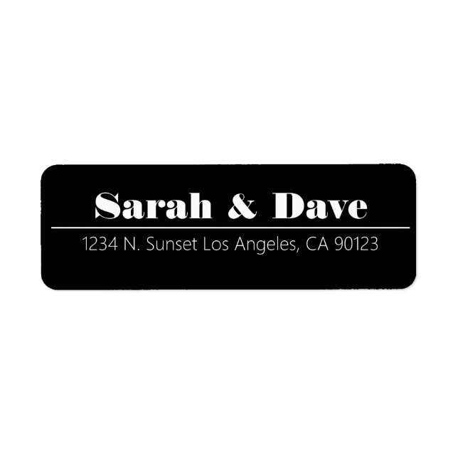 Retro-Modern Black & White Wedding Return Address (Front)