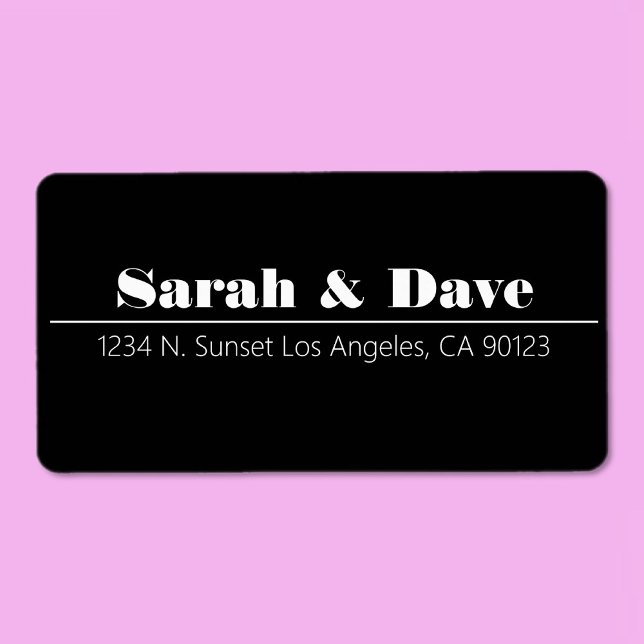 Retro-Modern Black & White Wedding Return Address Label (Creator Uploaded)