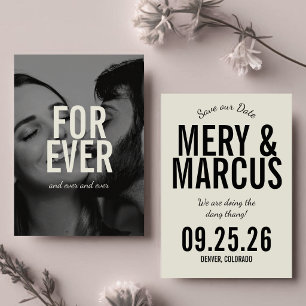 Retro Modern Bold Yellow & Black Script Wedding Save The Date