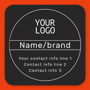 Retro-Modern Business or Brand Contact info Square Sticker