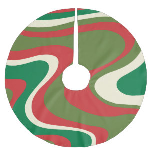 Retro Modern Christmas Swirls Abstract Brushed Polyester Tree Skirt