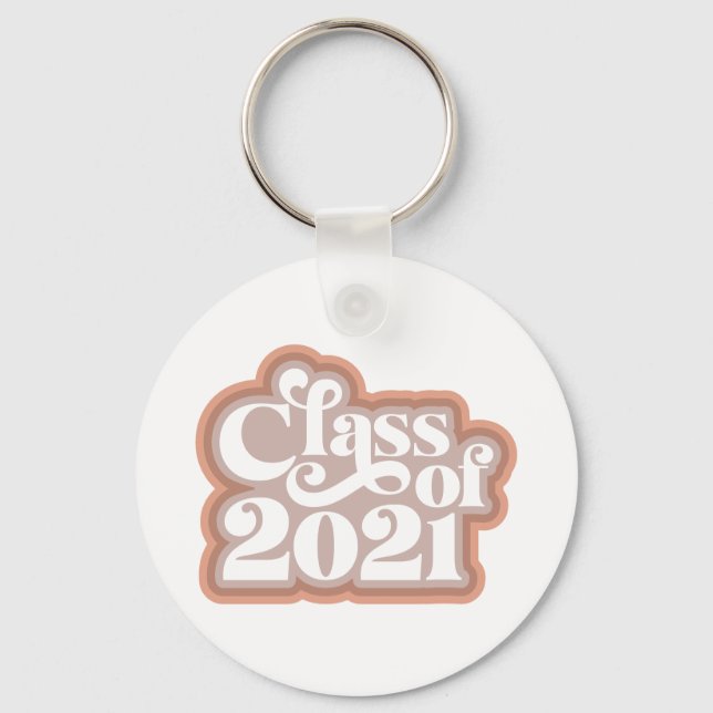 Retro Modern Class Of 2021  Key Ring (Front)