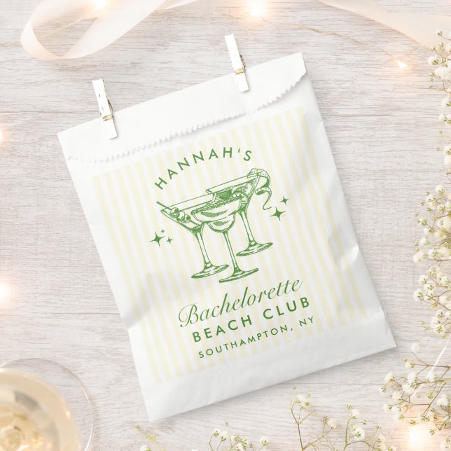 Retro Modern Cocktail Bachelorette Green Favour Bags (Clipped)
