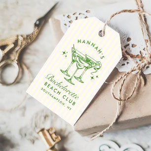 Retro Modern Cocktail Bachelorette Green Gift Tags