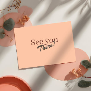 Retro Modern Coral Peach Elegant Wedding RSVP Card