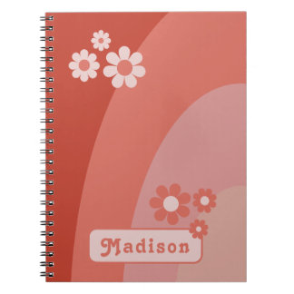 Retro Modern Curve Daisy Name Notebook