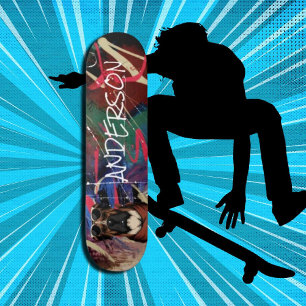 Retro Modern Cute Personalised  family dog  Skateboard