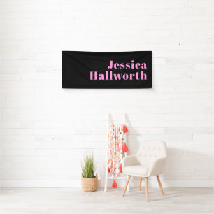 Retro-modern Editable Text Black & Pink Banner