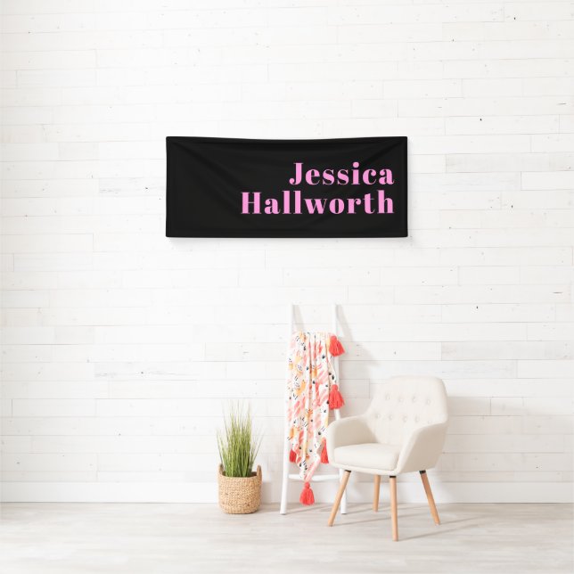Retro-modern Editable Text | Black & Pink Banner (Insitu)