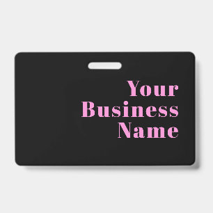 Retro-modern Editable Text Black & Pink ID Badge