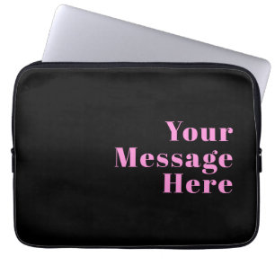 Retro-modern Editable Text   Black & Pink Laptop Sleeve