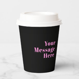 Retro-modern Editable Text   Black & Pink Paper Cups