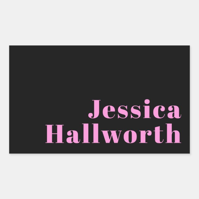 Retro-modern Editable Text | Black & Pink Rectangular Sticker (Front)