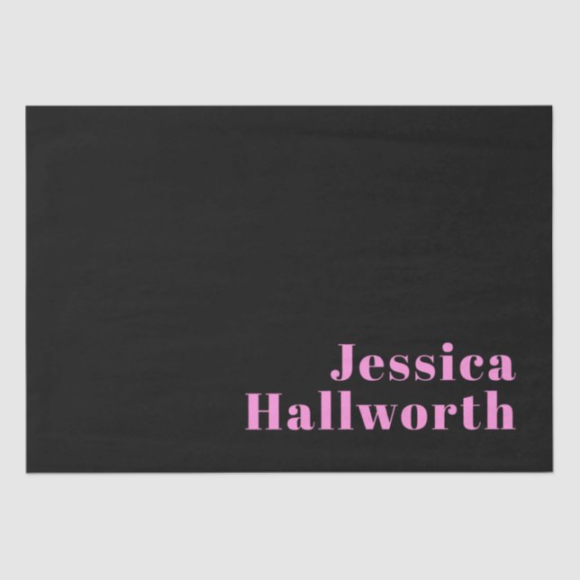 Retro-modern Editable Text | Black & Pink Tissue Paper (Front)