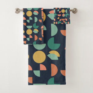 Retro Modern Elegant Geometric Tribal Bath Towel Set