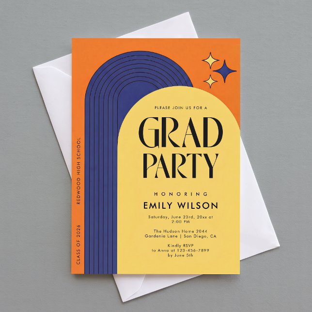 Retro Modern Elegant Script Graduation Party Invitation (Creator Uploaded)
