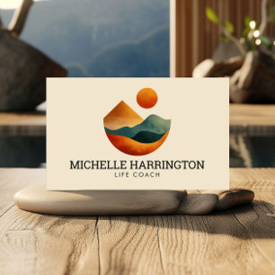 Retro Modern Elevated Peaks Life Coach Business Card