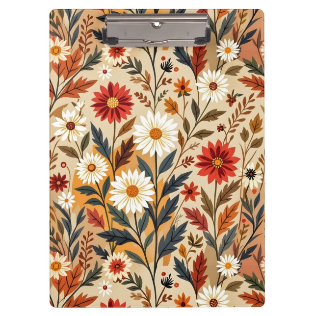 Retro Modern Fall Floral Clipboard (Front)