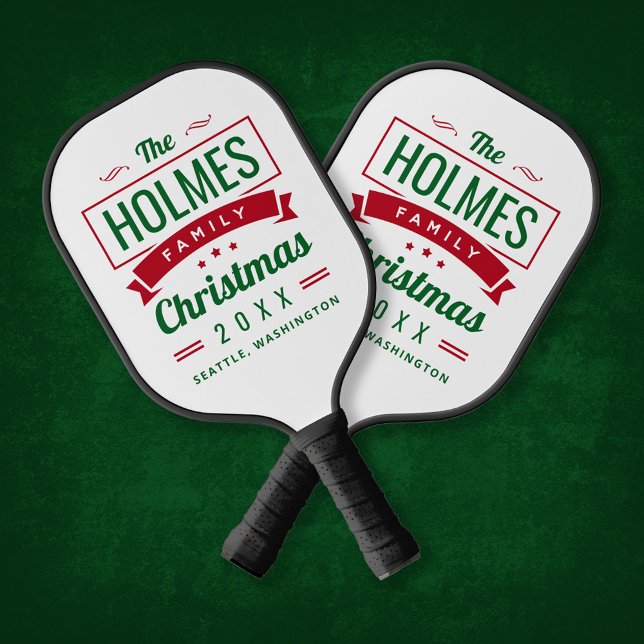 Retro Modern Family Christmas Pickleball Paddle (Creator Uploaded)