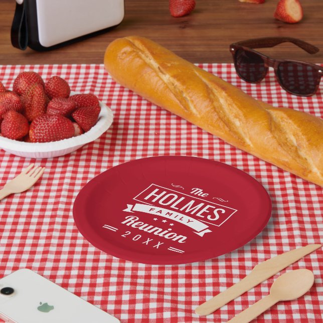 Retro Modern Family Reunion Logo Paper Plate (Picnic)