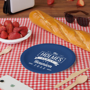 Retro Modern Family Reunion Logo Paper Plate