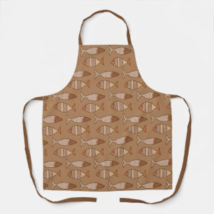 Retro Modern Fish, Tan, Beige and Light Brown   Apron
